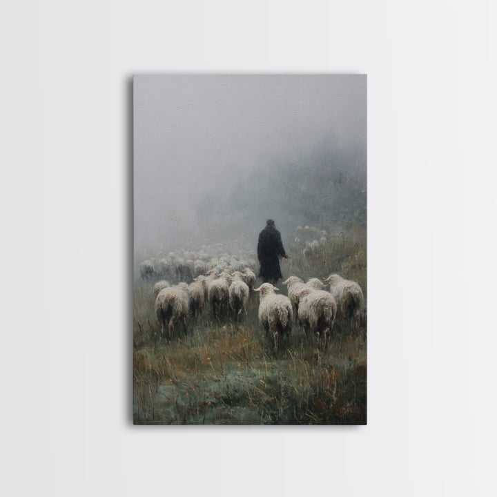 Still Pasture Calm, Framed Canvas Print, Christian Art Work, Large Christian Art, Jesus Painting, Christian Art Canvas, Christian Gift Idea