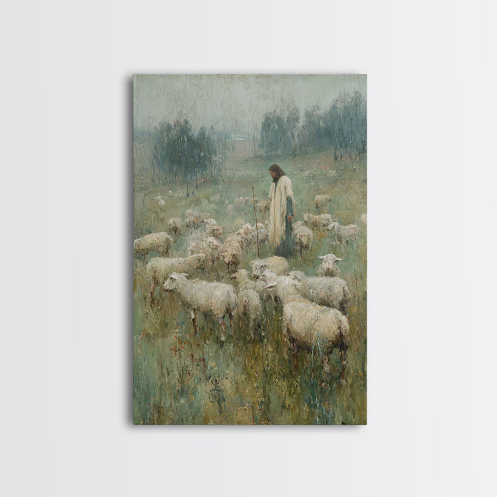 Quiet Shepherd Path | Framed Canvas Print | Christian Wall Art | Christian Christmas Art | Jesus Canvas Art | Christian Art Canvas | Vintag