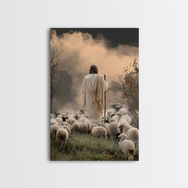 Shepherd Of Morning – Framed Canvas Print – Christian Decor For Home – Christian Art Canvas – Jesus Painting – Christian Wall Art – Christm