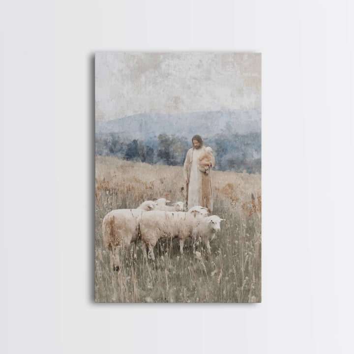Shepherds Of Peace – Framed Canvas Print – Christian Wall Art – Jesus Painting – Christian Decor – Pastoral Scenery – Christian Art Canvas