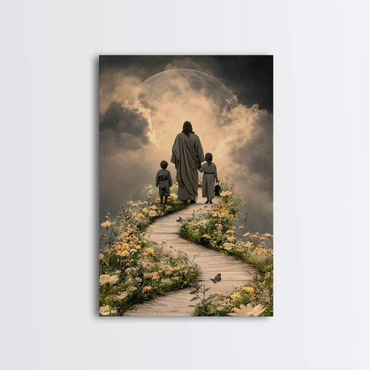 Pathway Of Light | Framed Canvas Print | Christian Wall Art | Jesus Painting | Christian Christmas Art | Christian Art Canvas | Christian D