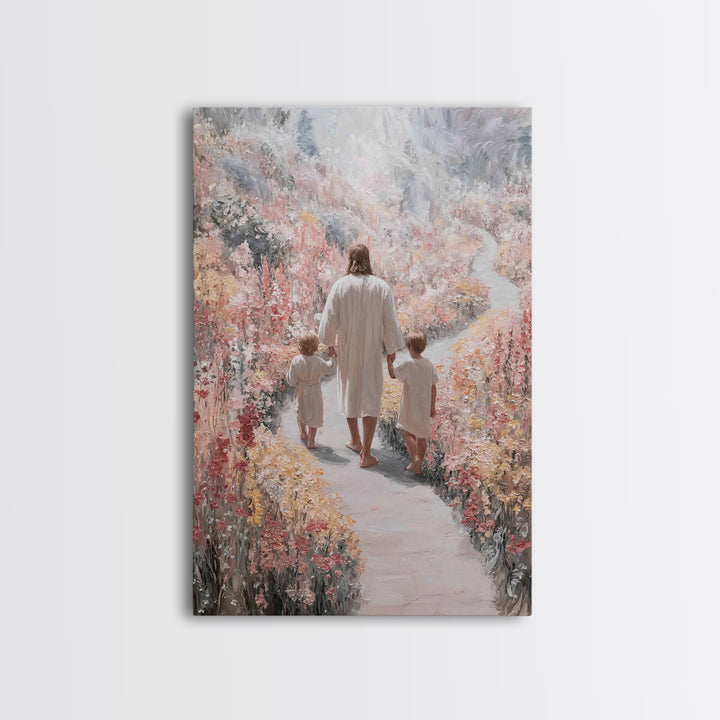 Wildflower Journey, Framed Canvas Print, Christian Art Canvas, Christian Wall Art, Jesus Painting, Subtle Christian Art, Christian Decorati