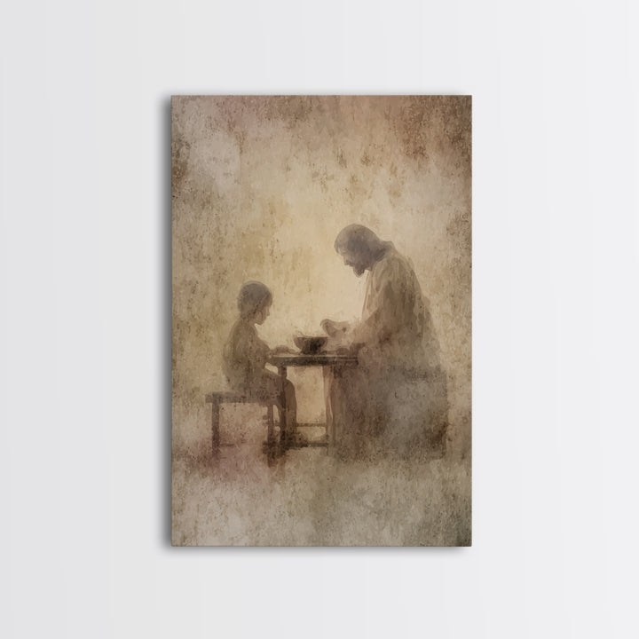 Quiet Communion – Framed Canvas Print – Christian Wall Art – Christian Art Canvas – Jesus Painting – Minimalist Christian Art – Christian D