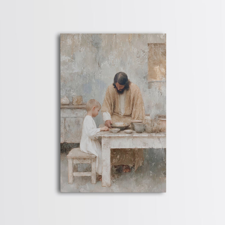 Humble Teaching – Framed Canvas Print – Christian Wall Art – Christian Art Canvas – Jesus Painting – Vintage Christian Art – Christian Home