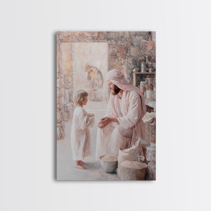 Gentle Provision – Framed Canvas Print – Christian Wall Art – Jesus Painting – Christian Art Canvas – Rustic Christian Art – Christian Deco