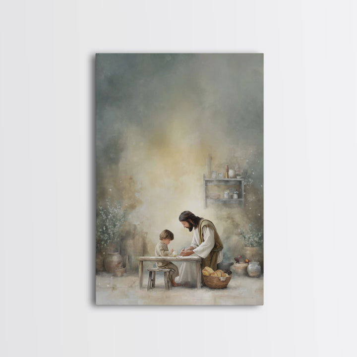 Sacred Learning – Framed Canvas Print – Christian Wall Art – Christian Art Canvas – Jesus Painting – Minimalist Christian Art – Christian G