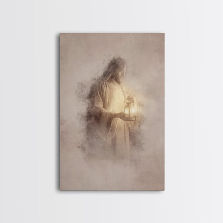 Heavenly Glow – Framed Canvas Print – Christian Wall Art – Jesus Painting – Christian Art Canvas – Subtle Christian Art – Christian Home De