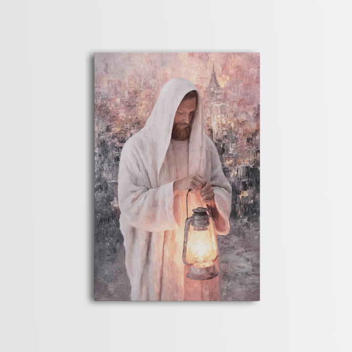 City Of Light – Framed Canvas Print – Christian Wall Art – Jesus Painting – Christian Art Canvas – Modern Christian Art – Christian Gift Id