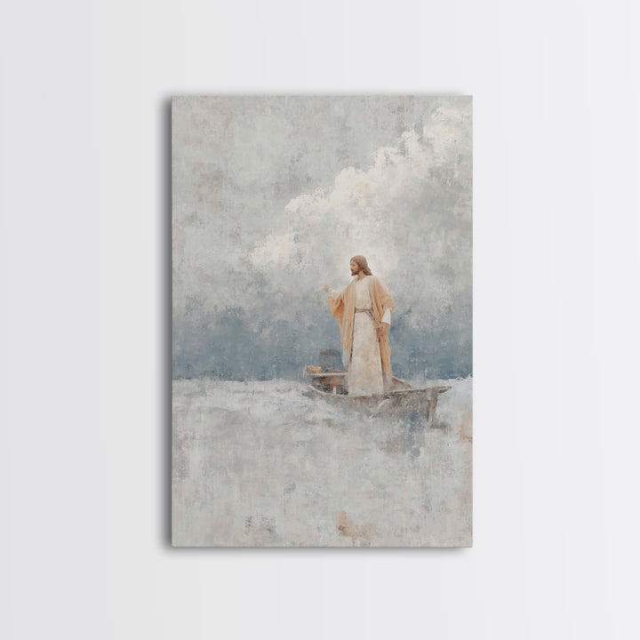 Master Of Seas – Framed Canvas Print – Christian Wall Art – Christian Art Canvas – Jesus Painting – Large Christian Art – Christian Decorat