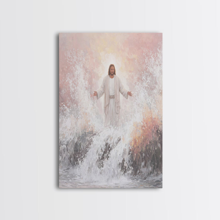 Waves Of Grace – Framed Canvas Print – Christian Wall Art – Jesus Painting – Christian Art Canvas – Christian Christmas Art – Modern Christ