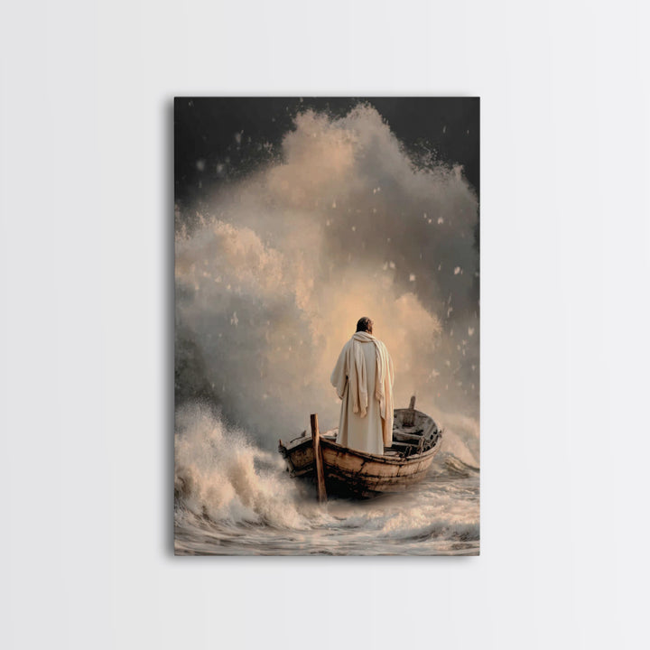 Stormfront Messiah – Framed Canvas Print – Christian Wall Art – Jesus Painting – Modern Christian Art – Christian Decor – Christmas Art