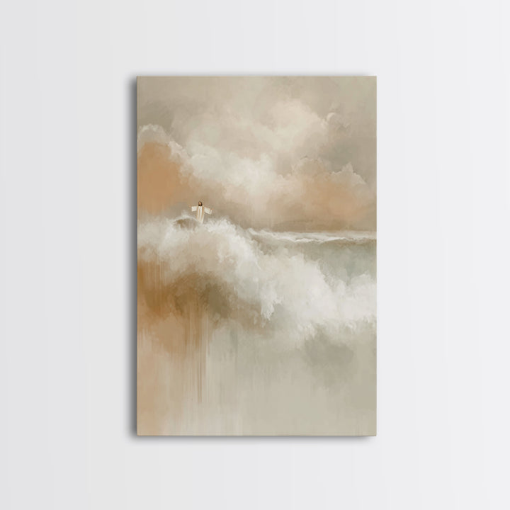 Divine Stillness, Framed Canvas Print, Christian Art Print, Jesus Canvas Art, Subtle Christian Art, Christian Wall Art, Christmas Art Print