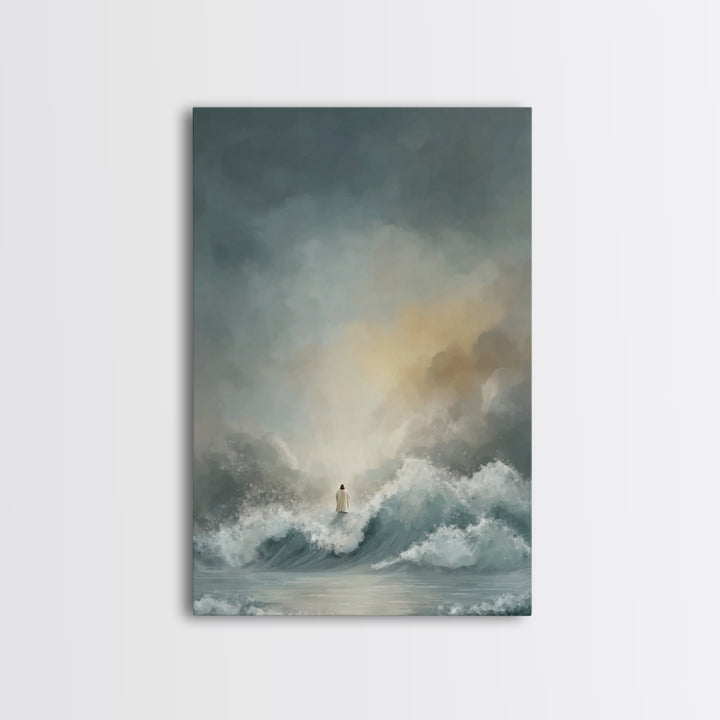 Silent Redeemer | Framed Canvas Print | Christian Wall Art | Jesus Christmas Art | Christian Art Work | Modern Christian Painting | Christi