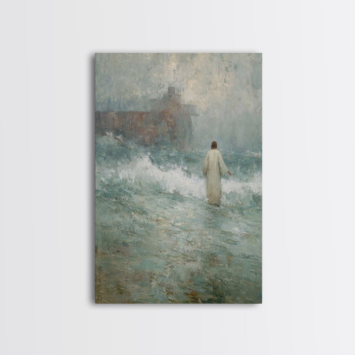 Heavenly Calm, Framed Canvas Print, Christian Decorations, Jesus Painting Canvas, Moody Christian Art, Large Christian Art, Christmas Art F