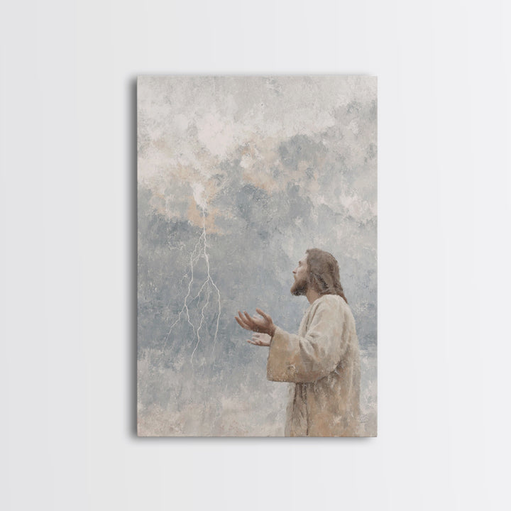 Stormward Prayer – Framed Canvas Print – Christian Decor – Jesus Painting Canvas – Christian Art Work – Modern Christian Art – Christmas Ar