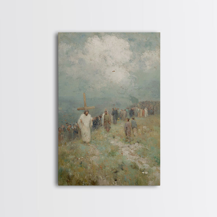 Hilltop Covenant – Framed Canvas Print – Christian Art Gift – Jesus Painting – Christian Art Canvas – Modern Christian Painting – Christmas