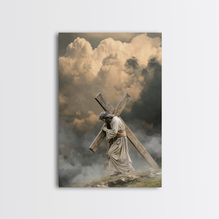 Enduring Savior – Framed Canvas Print – Large Jesus Painting – Christian Art – Christian Wall Art – Moody Christian Art – Christian Christm