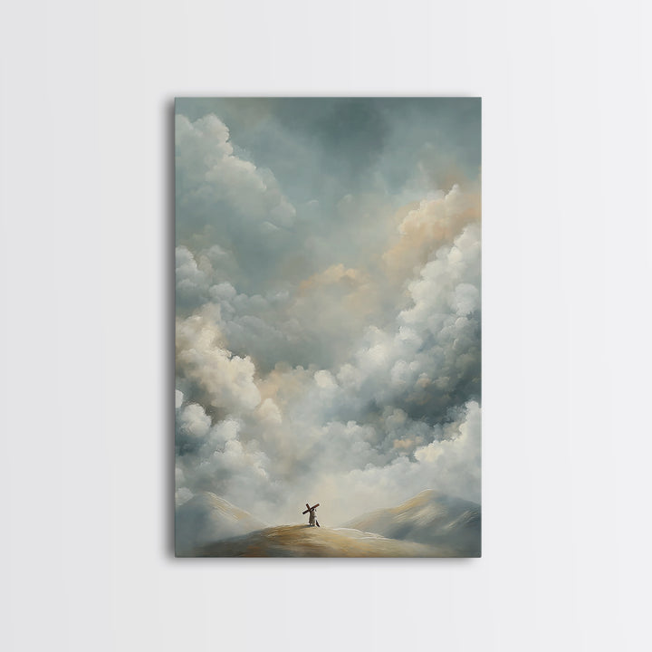 Clouds of Promise | Framed Canvas Print | Christian Art Canvas | Christian Wall Art | Jesus Painting | Modern Christian Art | Christian Dec