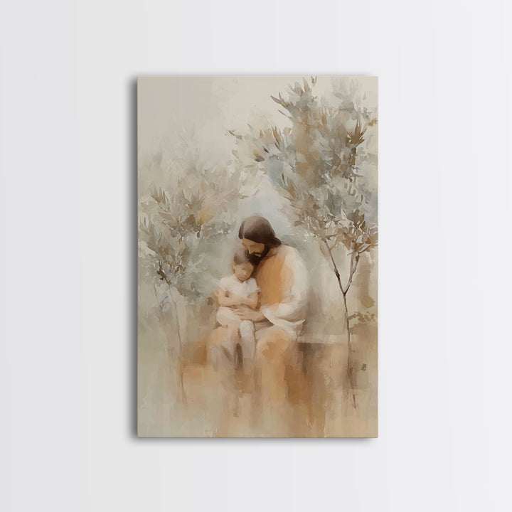 Autumn Embrace – Framed Canvas Print – Christian Art Canvas – Jesus Wall Art – Christian Paintings – Christian Decorations – Moody Christia