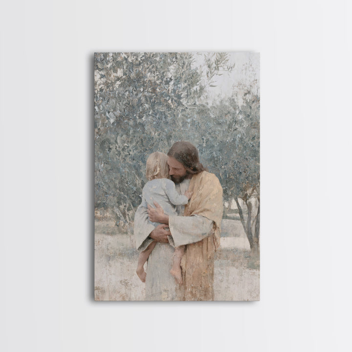 The Father’s Hold, Framed Canvas Print, Jesus Canvas Art, Christian Wall Art, Realistic Jesus Painting, Christian Decor For Home, Christian