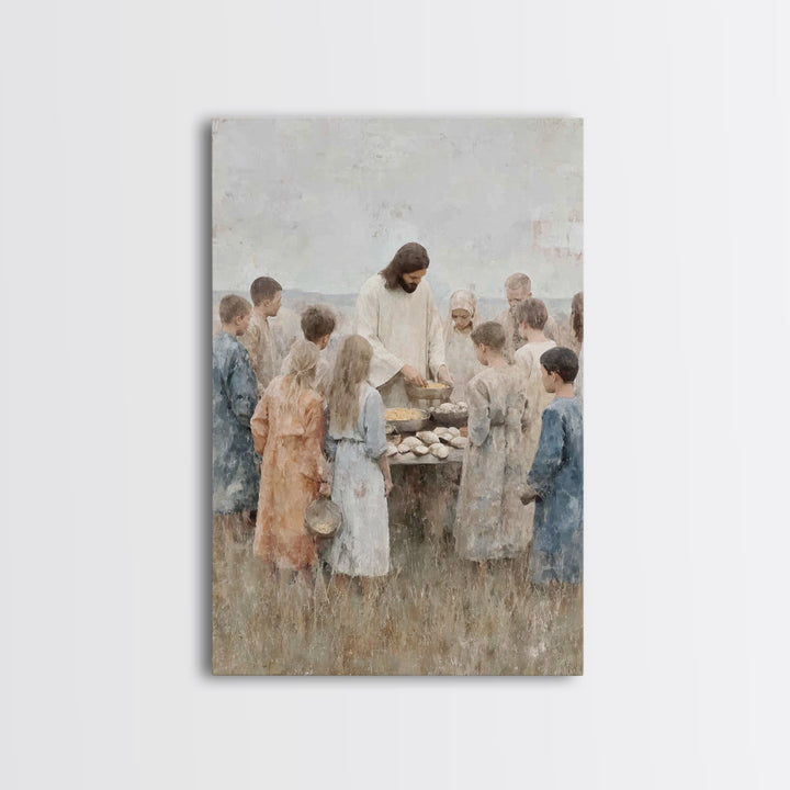 Gathered Blessings, Framed Canvas Print, Christian Art Canvas, Jesus Painting, Christian Wall Art, Subtle Christian Art, Christian Gift
