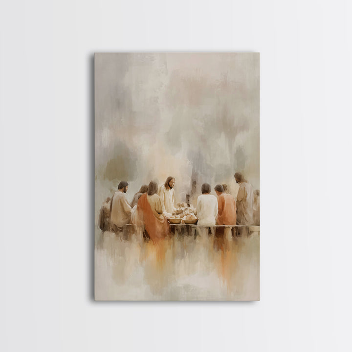Sacred Supper Light – Framed Canvas Print – Christian Art Print – Jesus Canvas Art – Christian Wall Art – Large Christian Painting – Christ