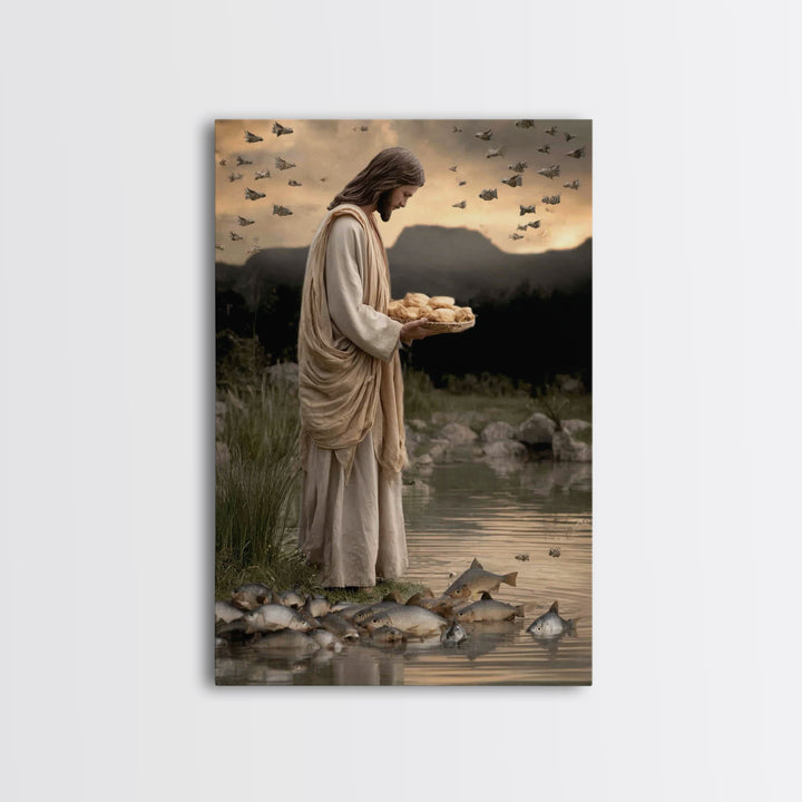 Miracle of Provision | Framed Canvas Print | Jesus Art Canvas | Christian Painting | Christian Wall Art | Modern Christian Painting | Chris