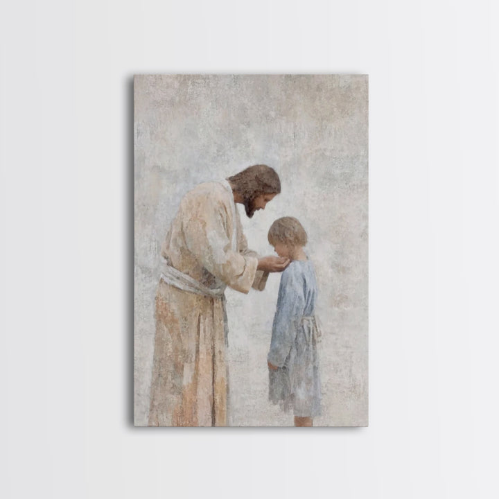 Child of Mercy – Framed Canvas Print – Christian Art Canvas – Christian Wall Art – Jesus Art Print – Subtle Christian Art – Christian Decor