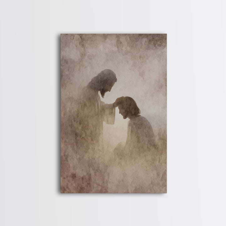 Quiet Anointed Light – Framed Canvas Print – Jesus Painting – Christian Art Print – Christian Wall Art – Christian Art Canvas – Christian G