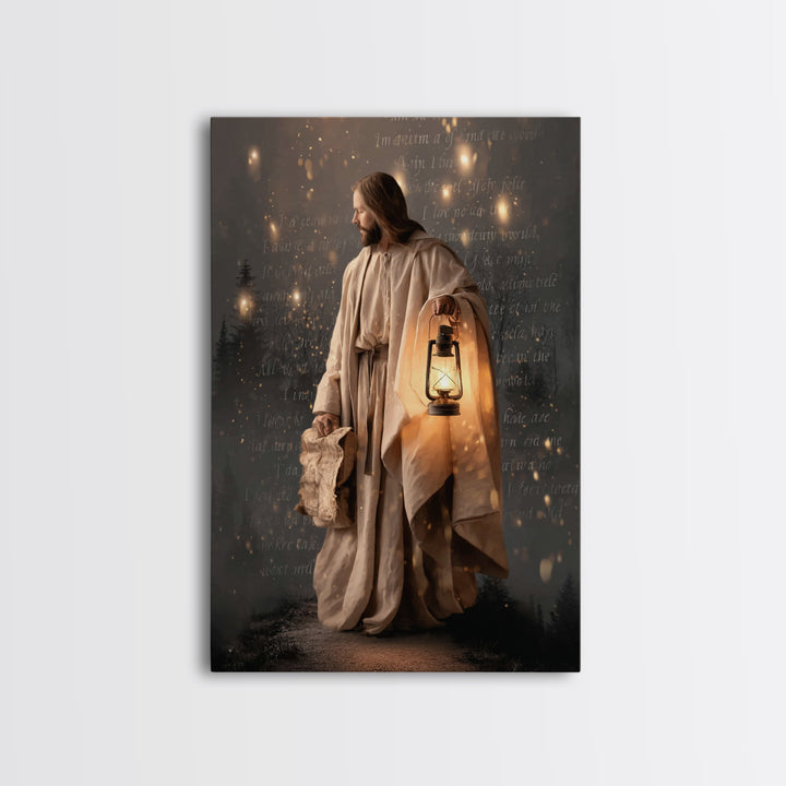 Guiding Through Night – Framed Canvas Print – Christian Wall Art – Christian Gift Ideas – Christian Art Print – Jesus Painting – Christian