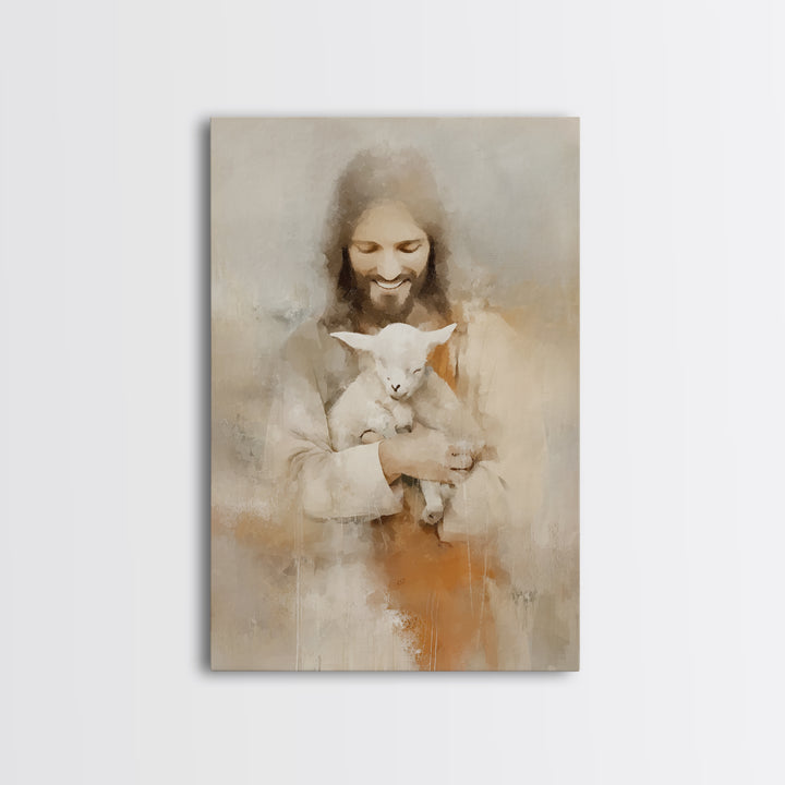 Lamb of Joy – Framed Canvas Print – Christian Art Canvas – Christian Painting – Jesus Art Print – Christian Wall Art – Christian Decor – Ch
