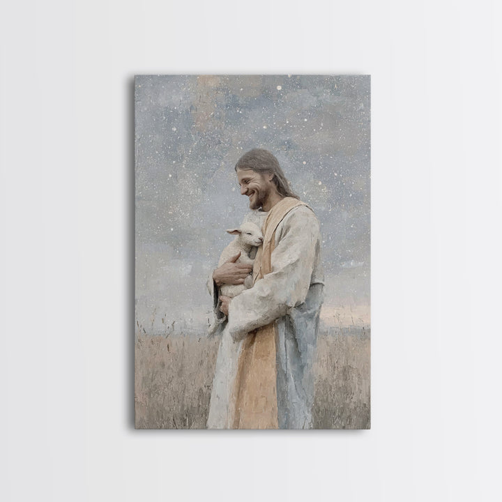 Joyful Meadow Grace – Framed Canvas Print – Christian Art Print – Jesus Painting – Christian Wall Art – Christian Decor – Christian Gift Id