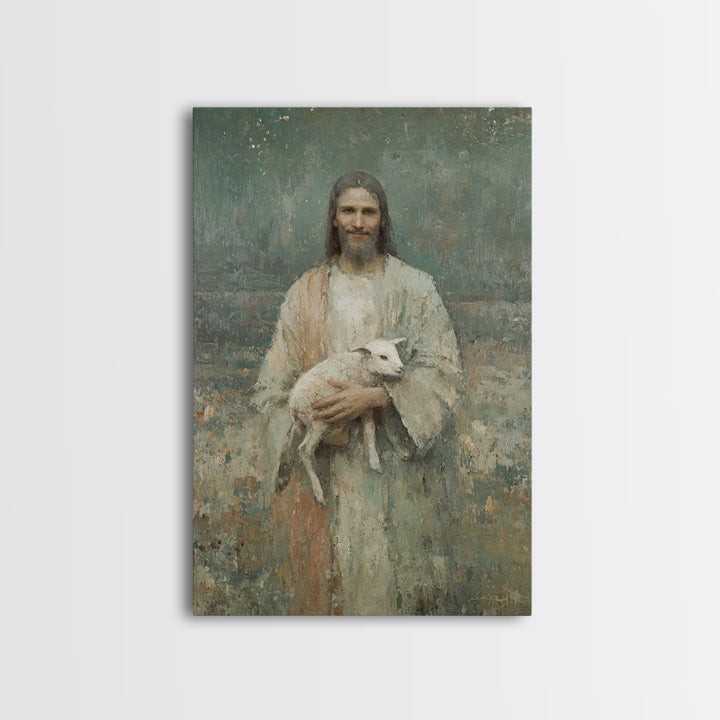 Gentle Pasture Hope – Framed Canvas Print – Christian Decor – Christian Art Print – Christian Wall Art – Jesus Painting – Christian Art Can
