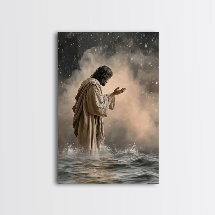 Prayerful Light – Framed Canvas Print – Christian Art Print – Christian Art Canvas – Christian Wall Art – Christian Gift Ideas – Jesus Pain