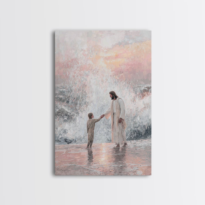 Waves of Trust – Framed Canvas Print – Christian Art Canvas – Christian Gift Ideas – Christian Wall Art – Jesus Painting – Christian Art Pr