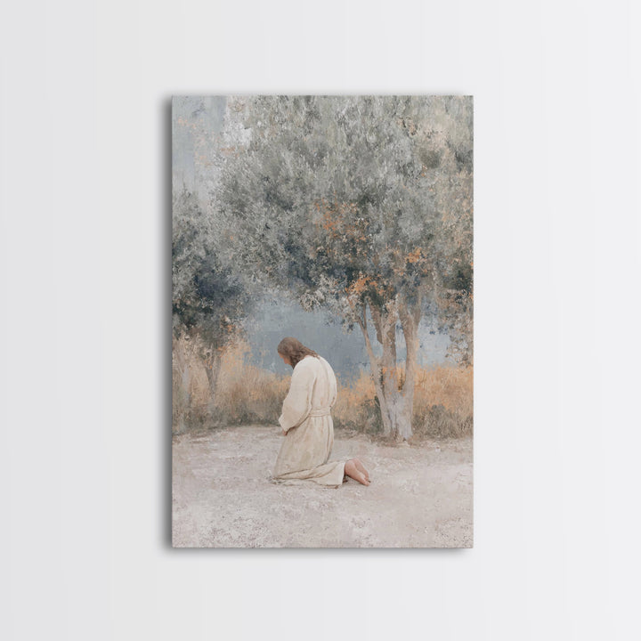 Humble Devotion, Framed Canvas Print, Jesus Painting, Christian Wall Art, Subtle Christian Paintings, Christian Art Canvas, Christian Chris