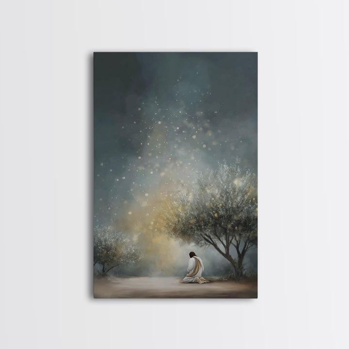 Sacred Solitude – Framed Canvas Print – Christian Art Canvas – Large Christian Painting – Jesus Wall Art – Vintage Christian Art – Christia