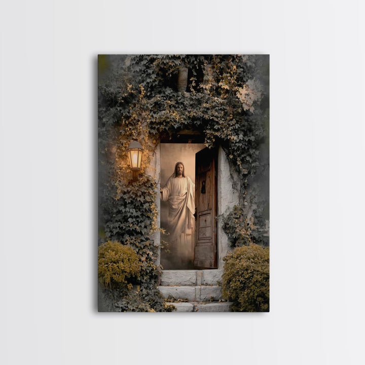 Radiant Threshold Light, Framed Canvas Print, Christian Wall Art, Jesus Canvas Art, Large Christian Painting, Christian Art Work, Christian