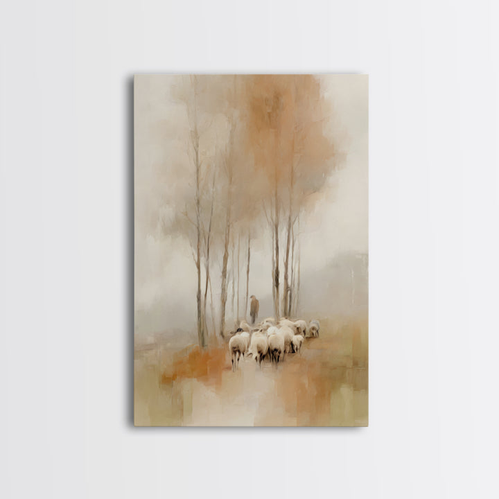 Shepherd’s Quiet Path, Framed Canvas Print, Christian Wall Art, Christian Art Canvas, Pastoral Scenery, Christian Art Work, Christian Gift