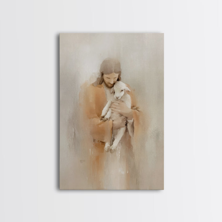 Twilight Shepherd Peace – Framed Canvas Print – Christian Wall Art – Christian Art Canvas – Jesus Painting – Moody Christmas Art – Christia