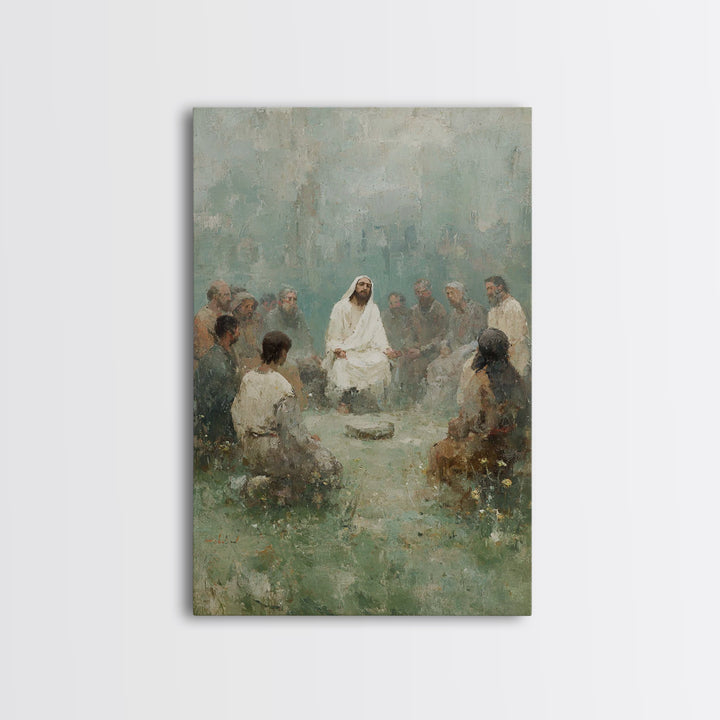 Gathered In Spirit | Framed Canvas Print | Christian Art Print | Christian Wall Art | Jesus Painting | Christian Gift | Modern Christian Ar