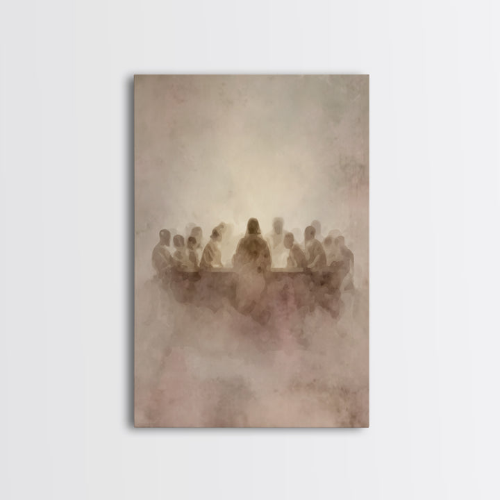 Sacred Supper | Framed Canvas Print | Christian Wall Art | Jesus Painting | Christian Art Canvas | Minimalist Christian Art | Christian Gif