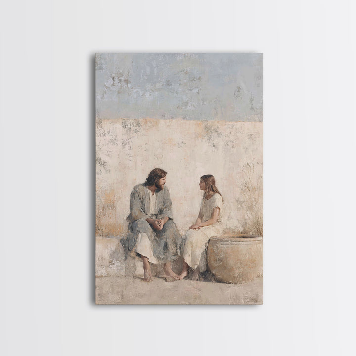 Living Water Grace – Framed Canvas Print – Christian Art Canvas – Christian Wall Art – Jesus Painting – Subtle Christian Art – Christian Gi