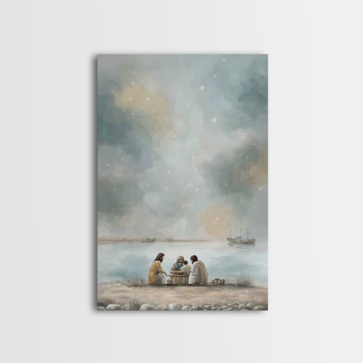 Harbor Morning Grace – Framed Canvas Print – Christian Wall Art – Jesus Painting – Christian Art Canvas – Christian Decor – Christmas Art –
