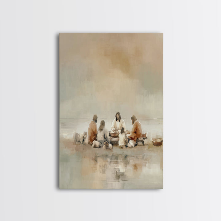 Flock Circle Light | Framed Canvas Print | Christian Wall Art | Christian Art Canvas | Jesus Painting | Christian Decor | Subtle Christian