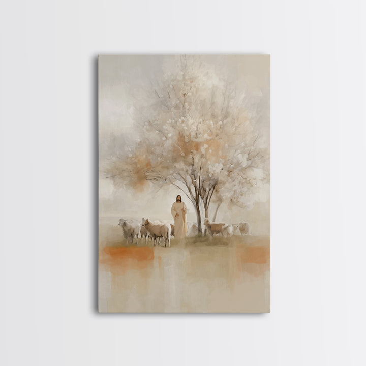 Quiet Orchard Watch, Framed Canvas Print, Christian Wall Art, Christian Art Canvas, Jesus Painting, Christian Decor, Minimalist Christian A