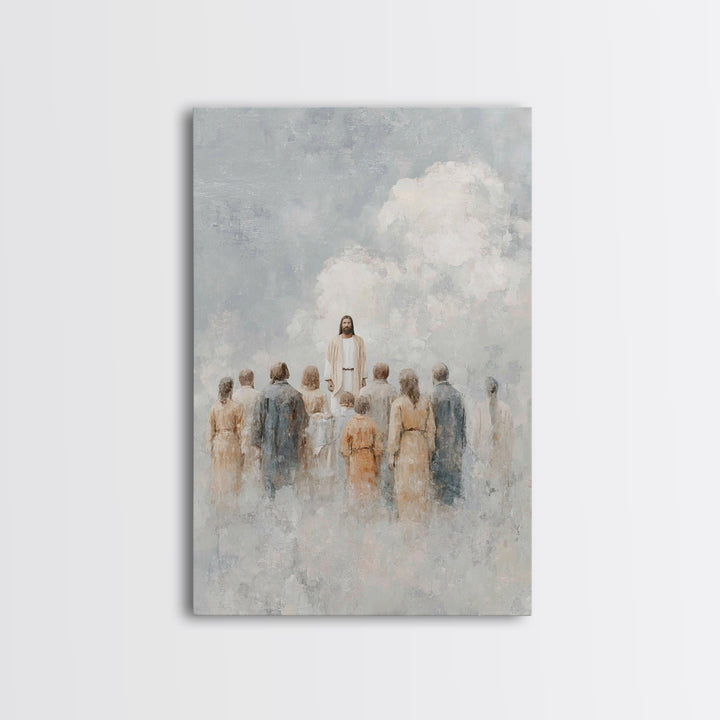 Ascension Amid Clouds – Framed Canvas Print – Christian Art Canvas – Christian Wall Art – Christian Art – Jesus Painting – Christian Decor