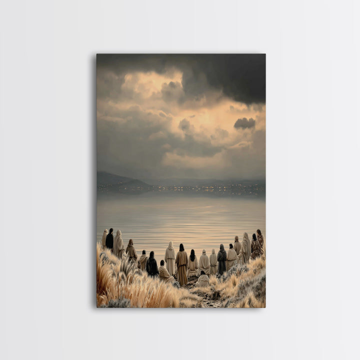 Twilight Gathering Calm, Framed Canvas Print, Christian Art Canvas, Christian Wall Art, Jesus Painting, Christian Art, Christian Decor, Moo