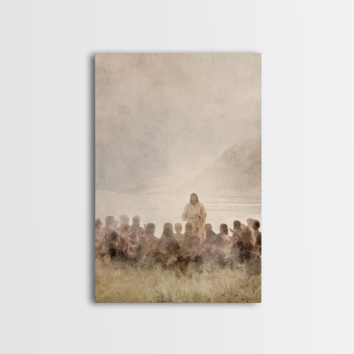 Silent Shore Message | Framed Canvas Print | Christian Wall Art | Christian Art Canvas | Jesus Painting | Christian Art | Christian Decor |