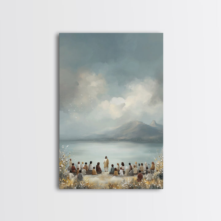 Lakefront Morning Word – Framed Canvas Print – Christian Art Canvas – Christian Wall Art – Jesus Painting – Christian Art – Christian Decor